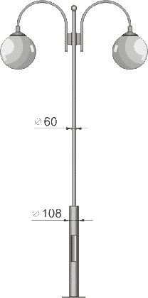 Стальной фонарный столб Т-05-2